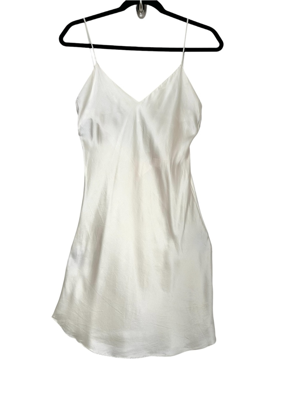 Vintage Ivory 100% Silk Slip Dress Spaghetti Strap Romantic Minimalist Bias Cut
